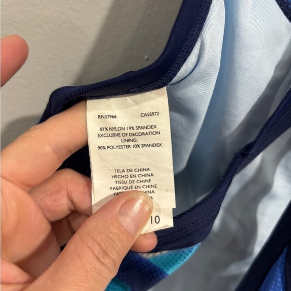 Nike Womens One Piece Bathing Suit Geometric Pattern Criss Cross Back Women’s 10 - Picture 2 of 5